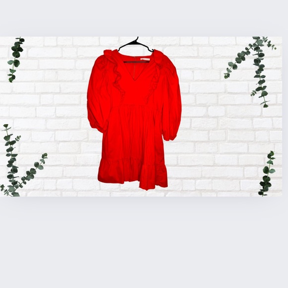 open lace back dress Solid Lace Trim Puff Sleeve Dress  Shop Karlie